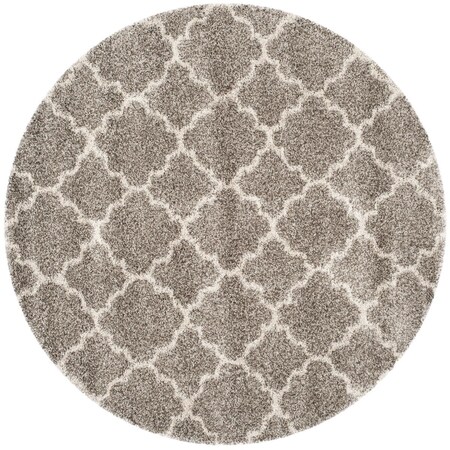 Safavieh 11 x 11 ft. Hudson Shag Power Loomed Round Area Rug; Grey & Ivory SGH282B-11R